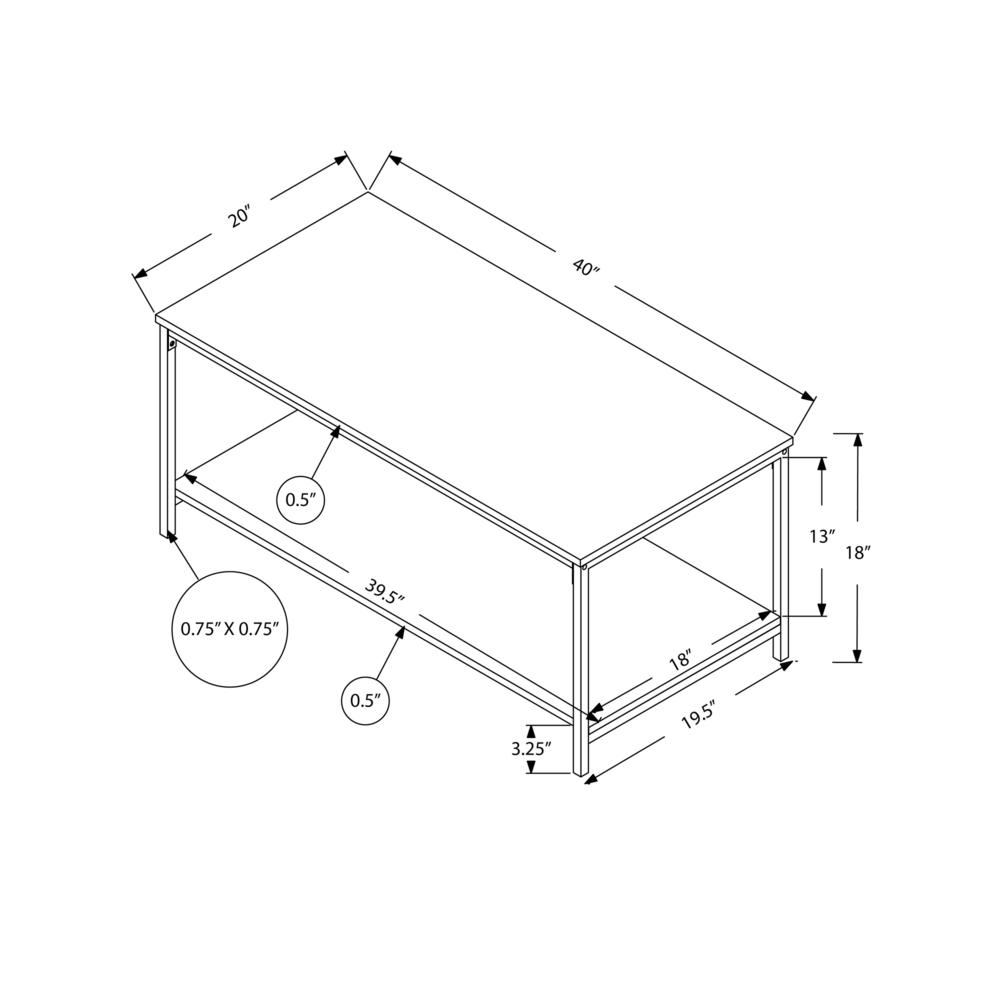 Coffee Table, Accent, Cocktail, Rectangular, Living Room, 40L, White Laminate. Picture 4