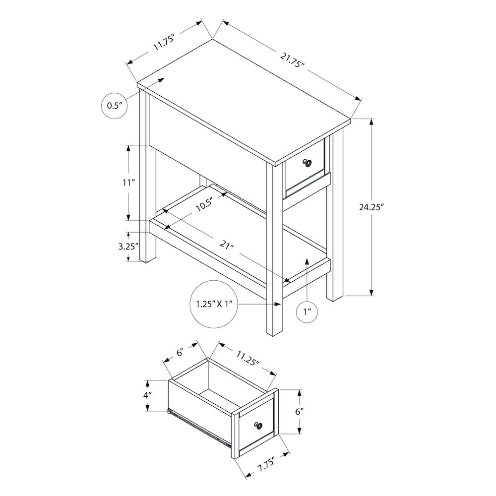 Transitional Accent Table in White,Espresso color. Picture 10