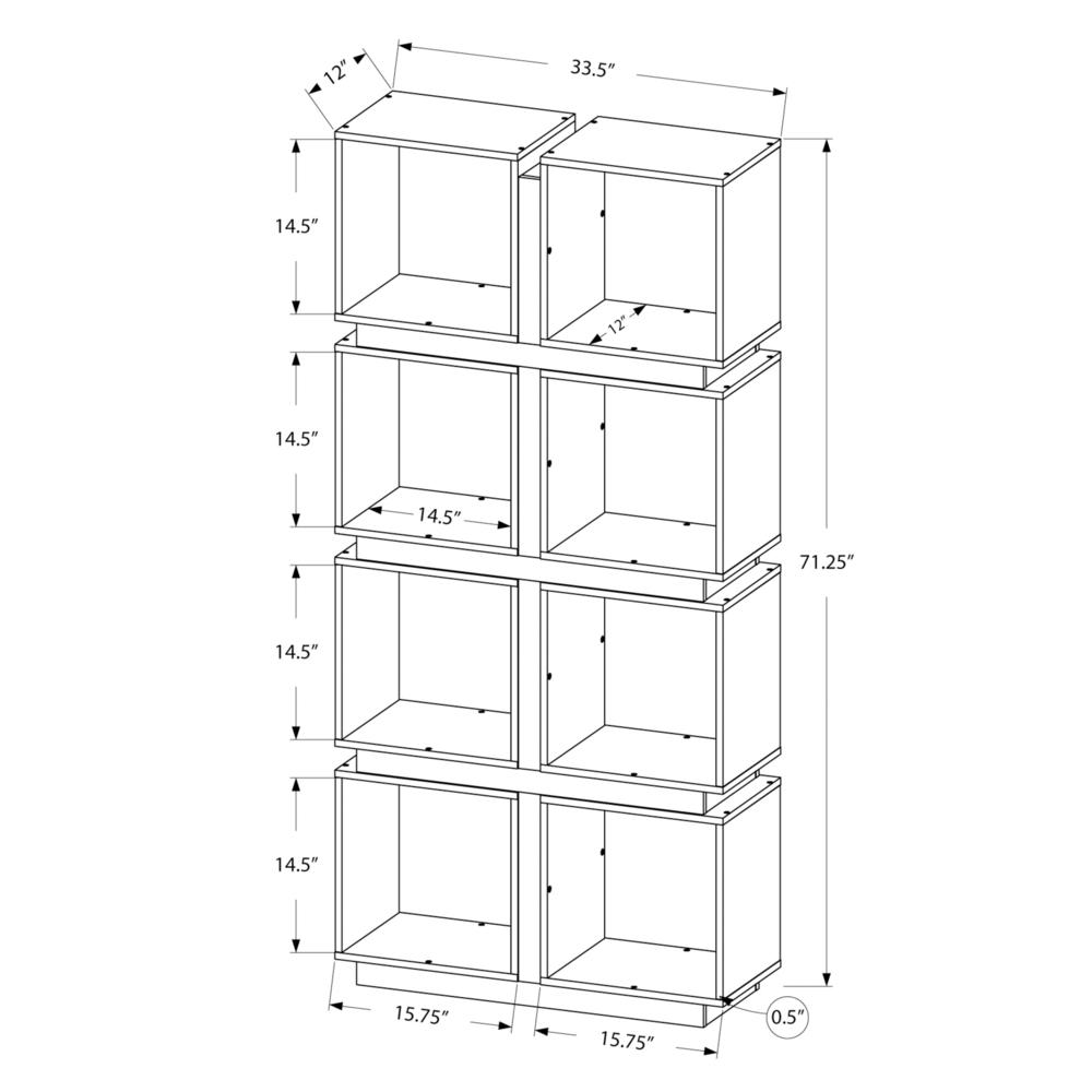 Bookshelf, Bookcase, Etagere, 5 Tier, 71H, Office, Bedroom. Picture 4