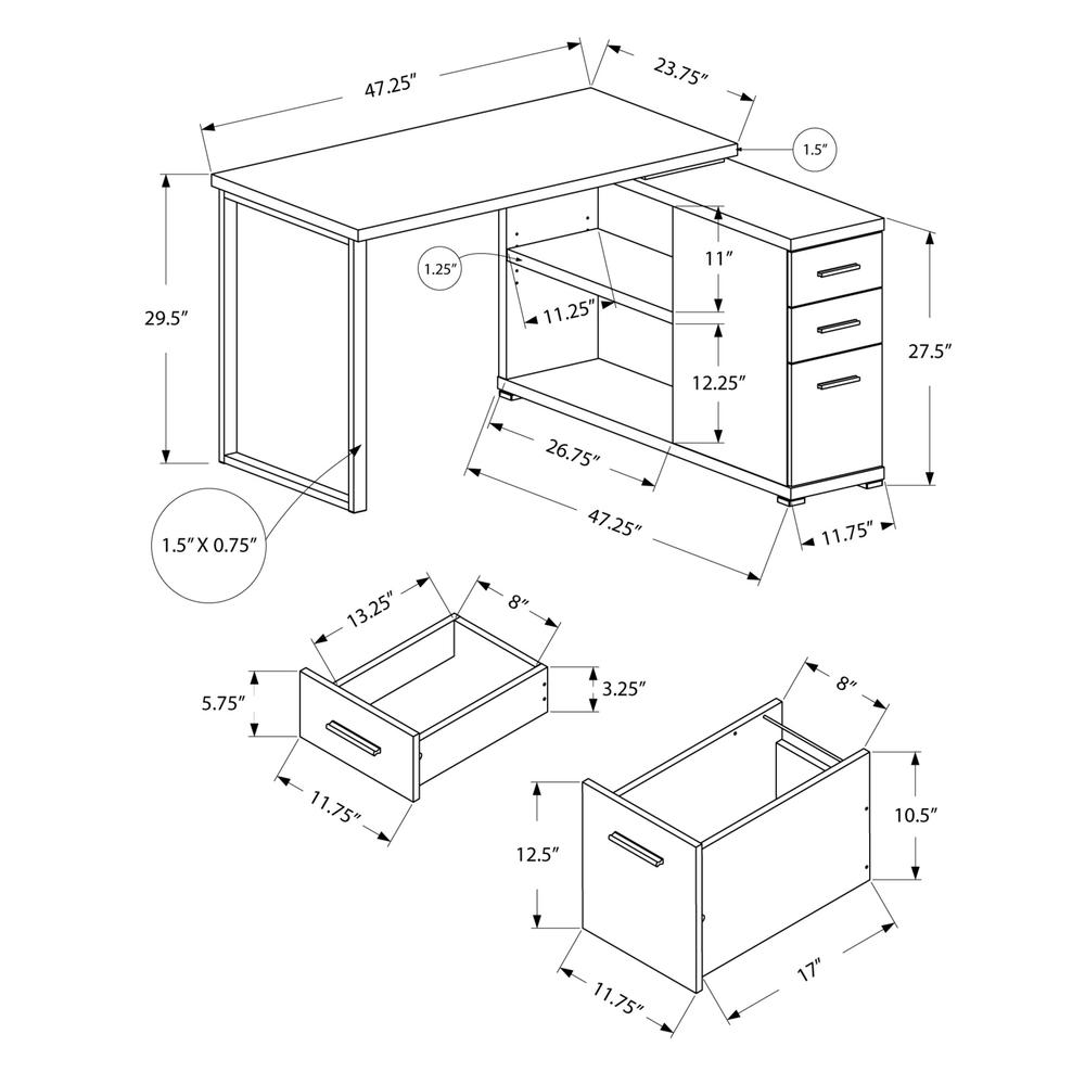 Computer Desk, Home Office, Corner, Left, Right Set-up, Storage Drawers. Picture 4