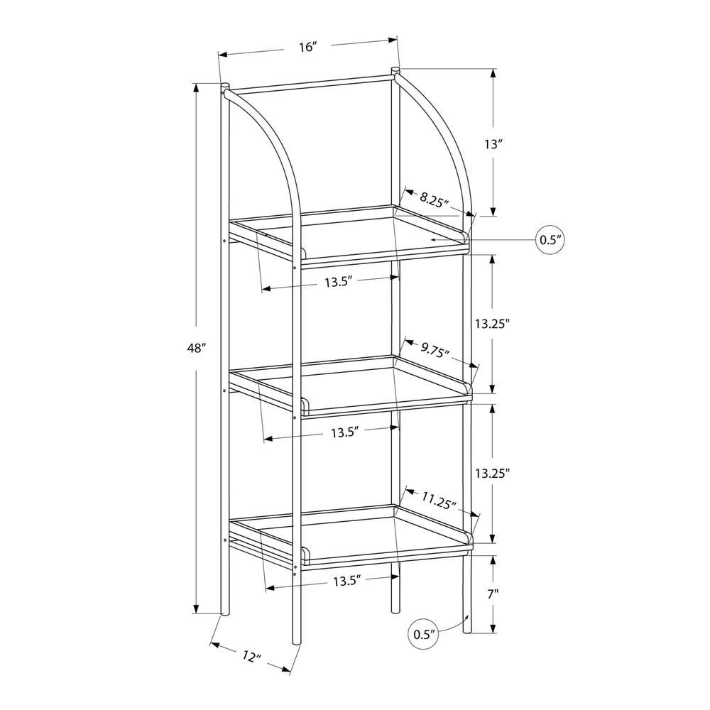 Bookshelf, Bookcase, Etagere, Corner, 3 Tier, 48H, Office, Bedroom. Picture 4