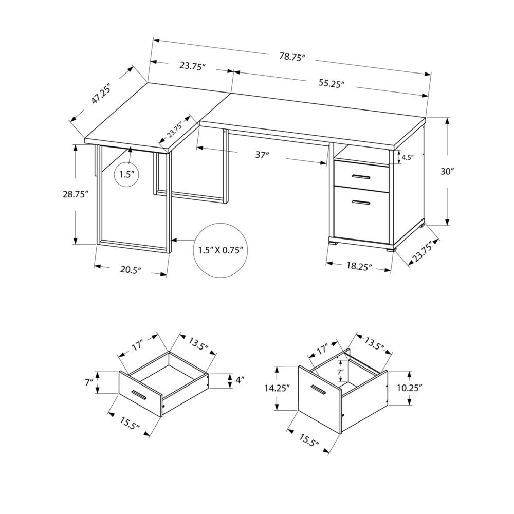Computer Desk, Home Office, Corner, Left, Right Set-up, Storage Drawers, 80L. Picture 4