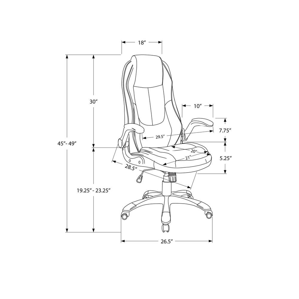 Office Chair, Adjustable Height, Swivel, Ergonomic, Armrests, Computer Desk. Picture 4