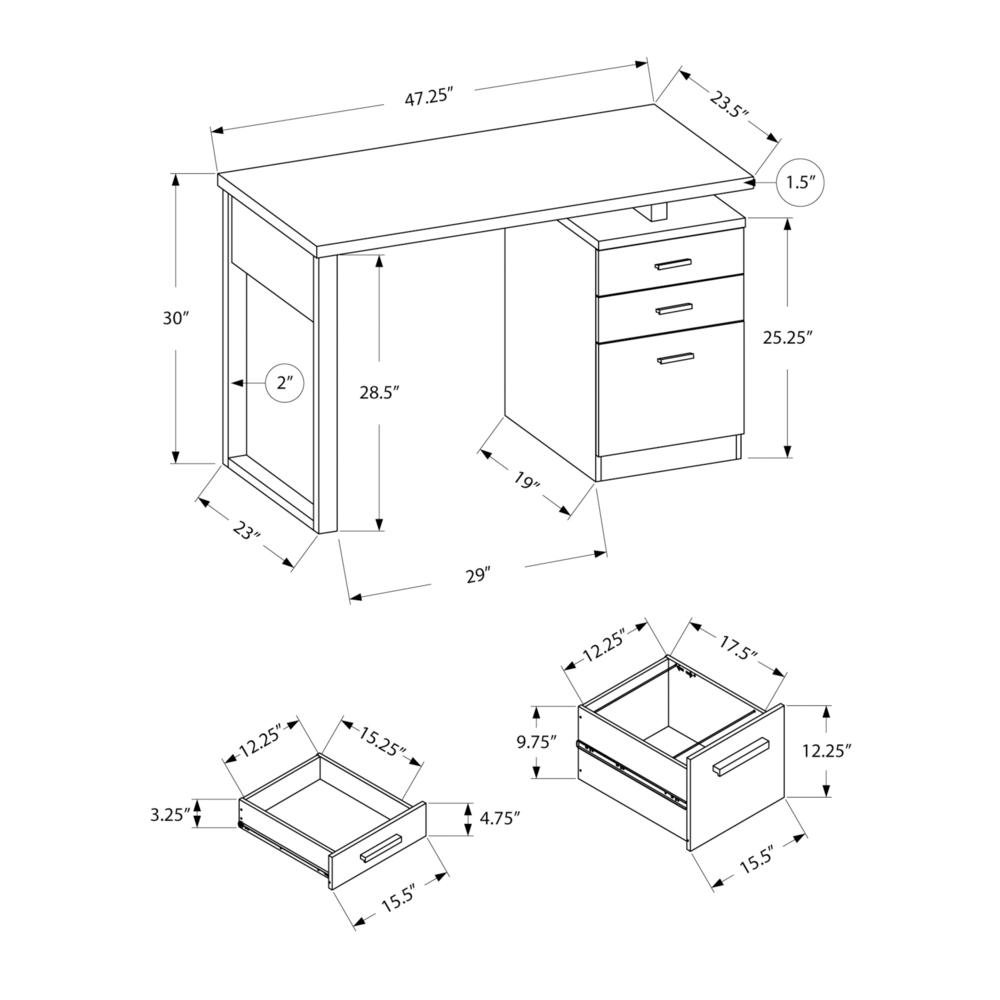 Computer Desk, Home Office, Laptop, Left, Right Set-up, Storage Drawers, 48L. Picture 4