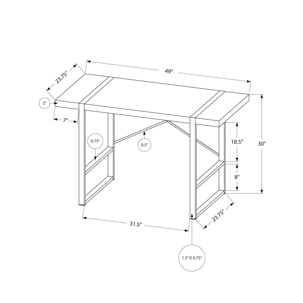 Computer Desk, Home Office, Laptop, 48L, Work, White Laminate, Black. Picture 4
