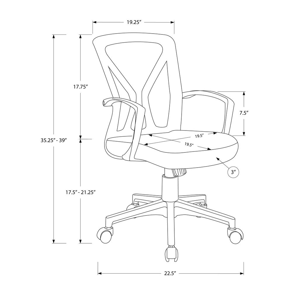 Office Chair, Adjustable Height, Swivel, Ergonomic, Armrests, Computer Desk. Picture 4