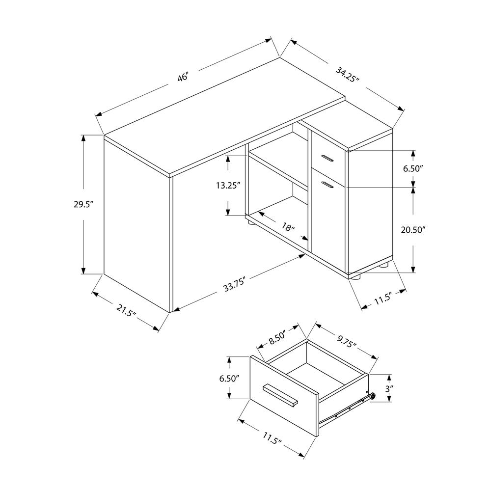Computer Desk, Home Office, Corner, Storage Drawers, 46L, L Shape, Work. Picture 4