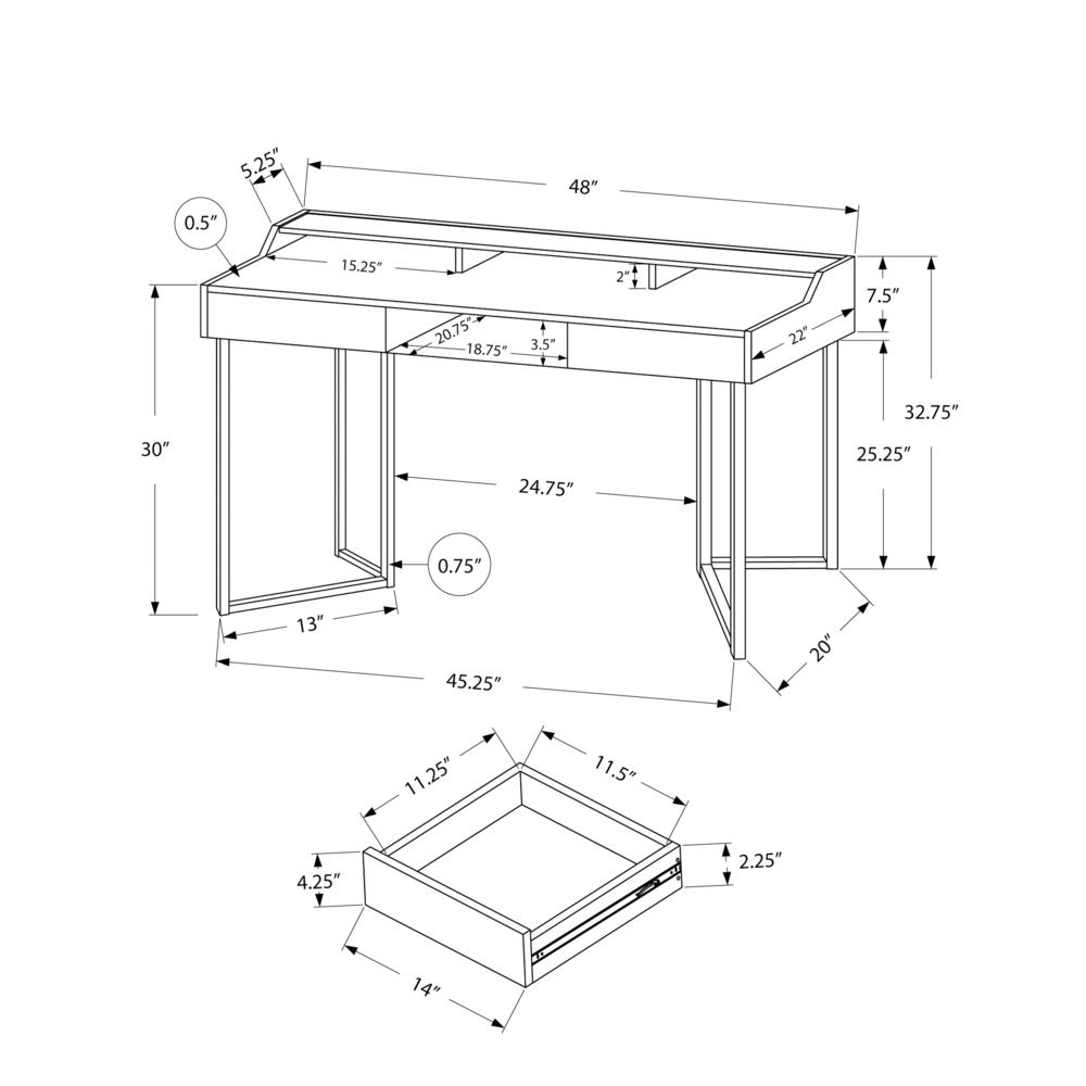 Computer Desk, Home Office, Laptop, Storage Drawers, 48L, Work, Brown Laminate. Picture 4
