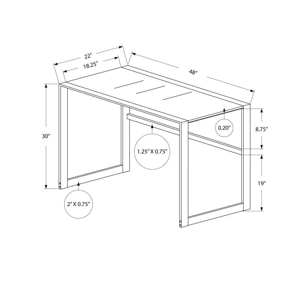 Computer Desk, Home Office, Laptop, 48L, Work, Black Tempered Glass, Black. Picture 4