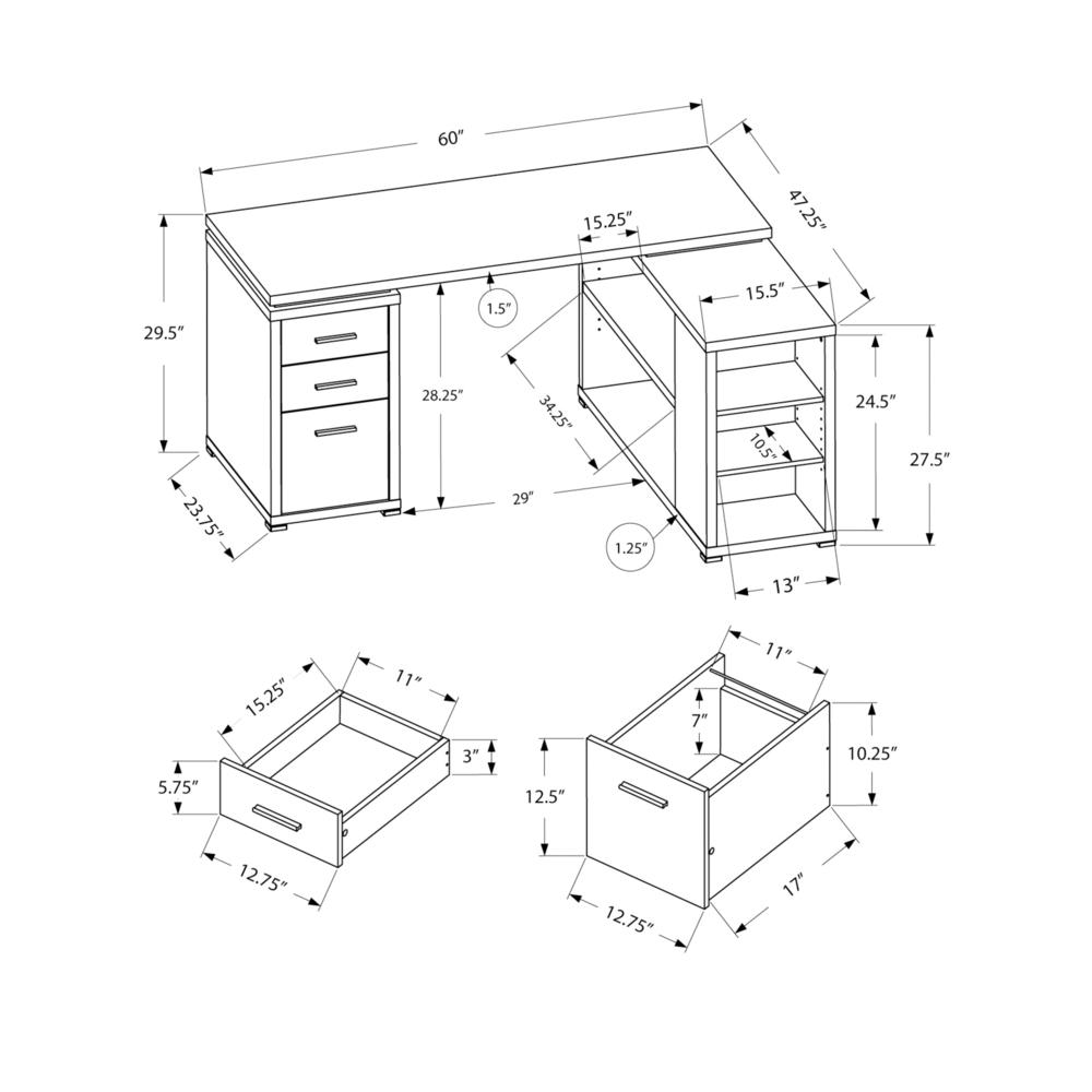 Computer Desk, Home Office, Corner, Left, Right Set-up, Storage Drawers. Picture 10