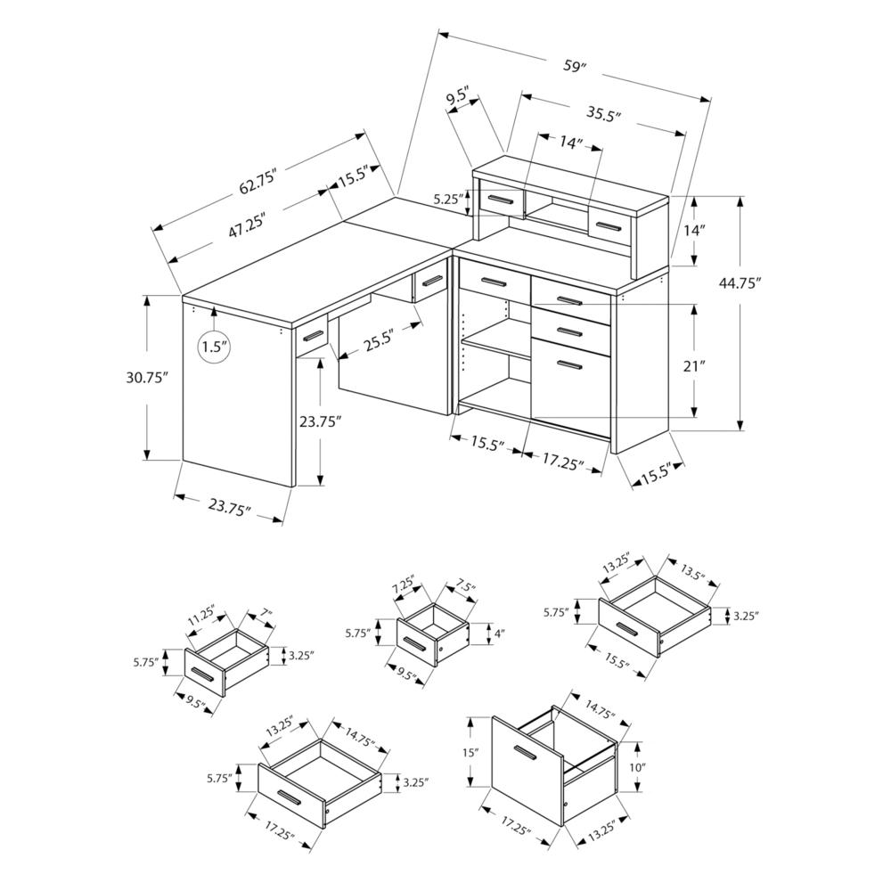 Computer Desk, Home Office, Corner, Left, Right Set-up, Storage Drawers. Picture 10