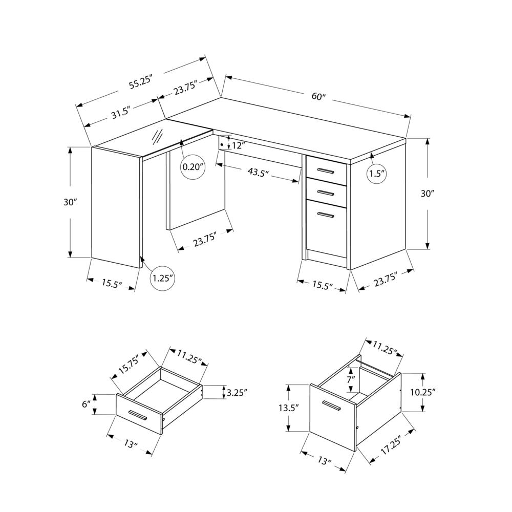 Computer Desk, Home Office, Corner, Left, Right Set-up, Storage Drawers. Picture 4