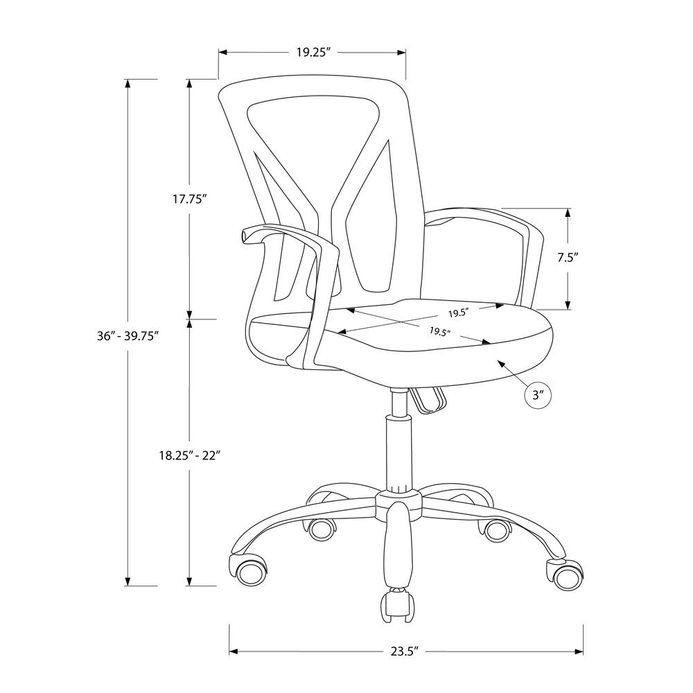 Office Chair, Adjustable Height, Swivel, Ergonomic, Armrests, Computer Desk. Picture 4