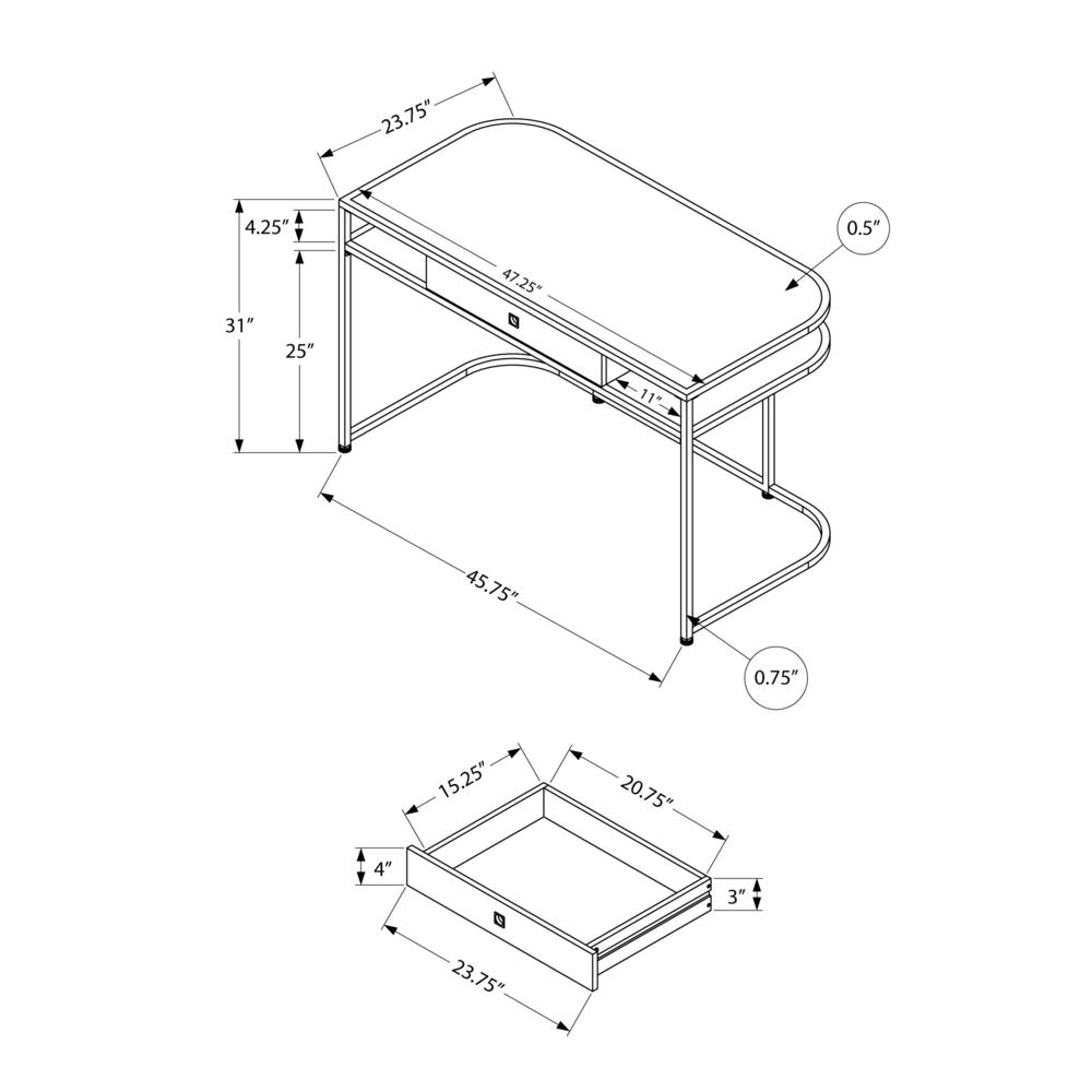 Computer Desk, Home Office, Laptop, Storage Drawers, 48L, Work, White Laminate. Picture 9