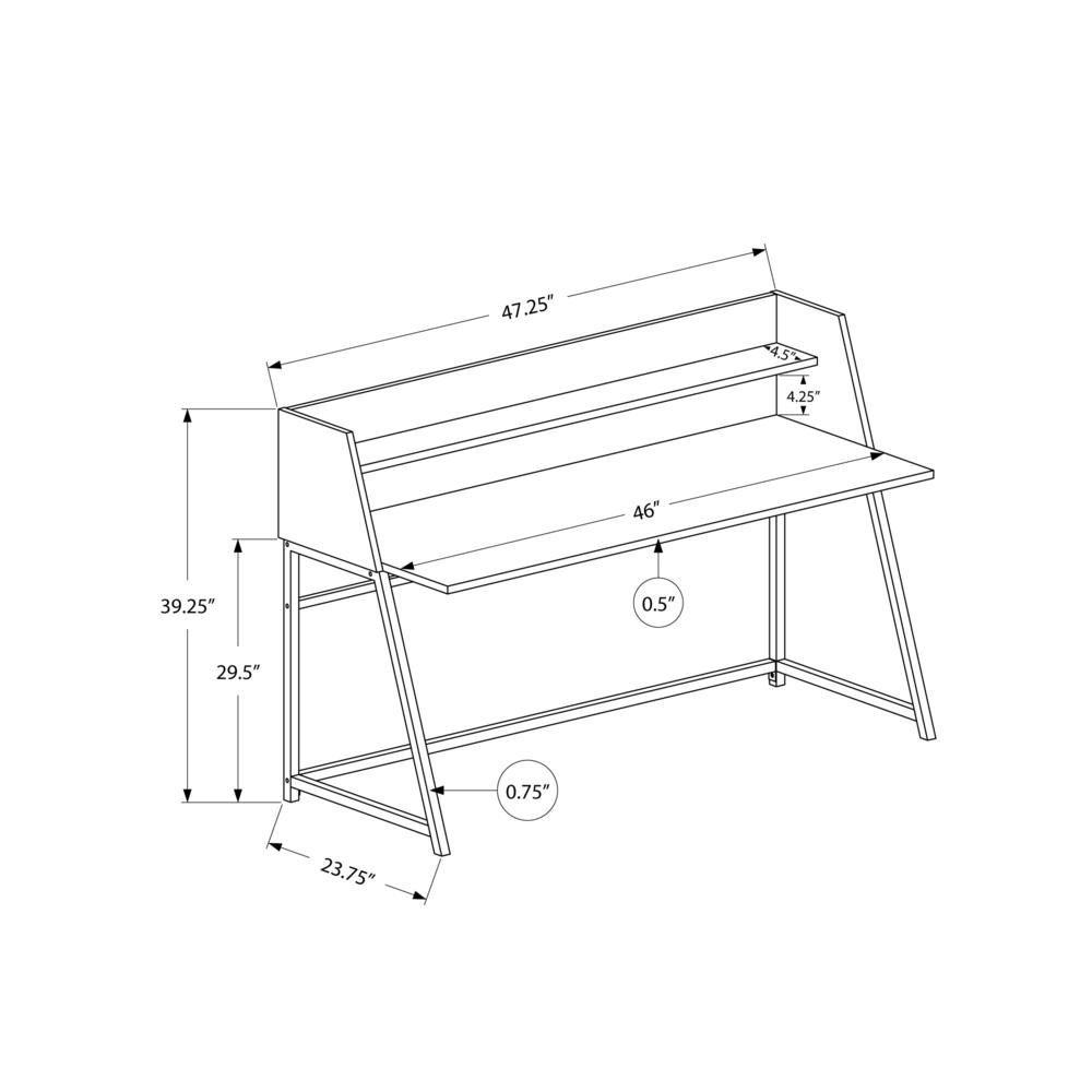 Computer Desk, Home Office, Laptop, Storage Shelves, 48L. Picture 4