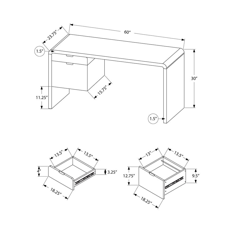 Computer Desk, Home Office, Laptop, Left, Right Set-up, Storage Drawers, 60L. Picture 10