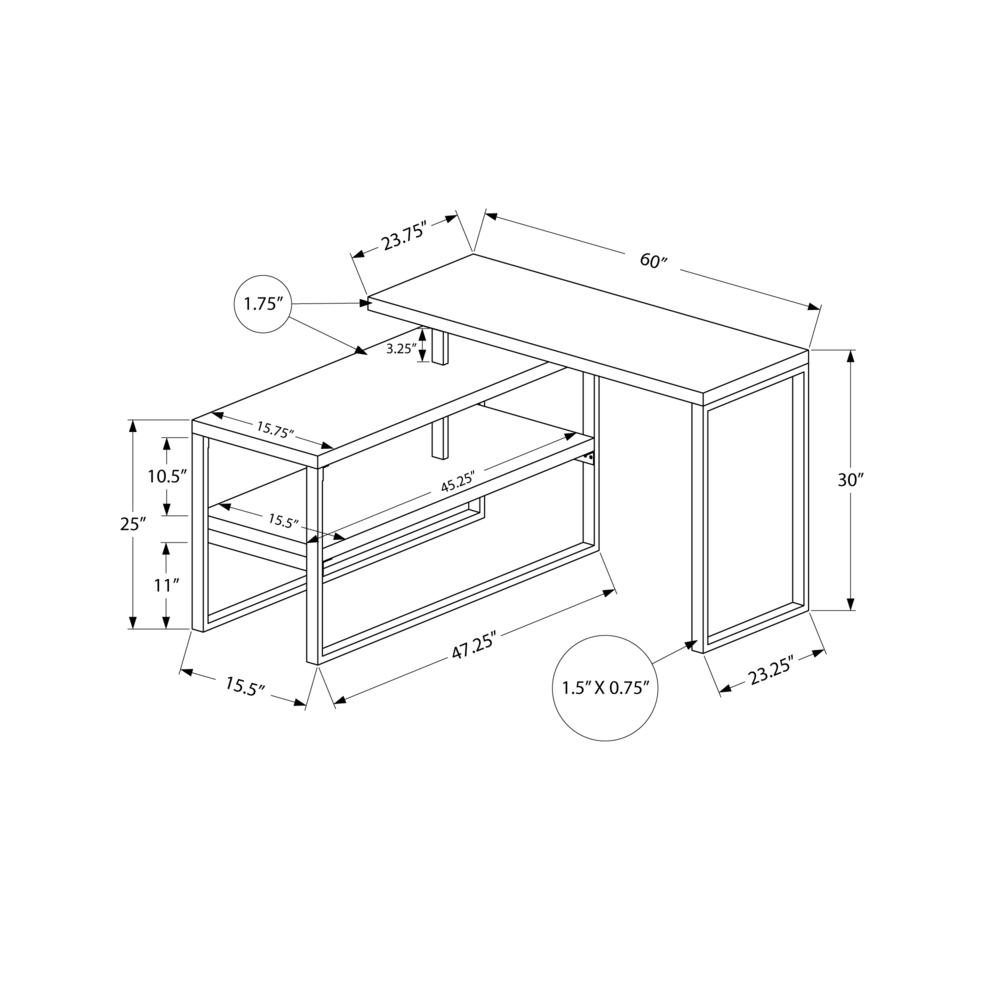 Computer Desk, Home Office, Corner, Left, Right Set-up, Storage Shelves, 60L. Picture 10
