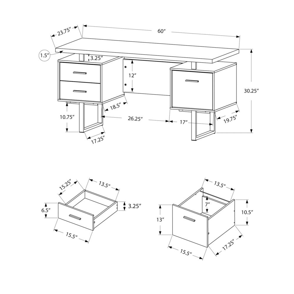 Computer Desk, Home Office, Laptop, Left, Right Set-up, Storage Drawers, 60L. Picture 10