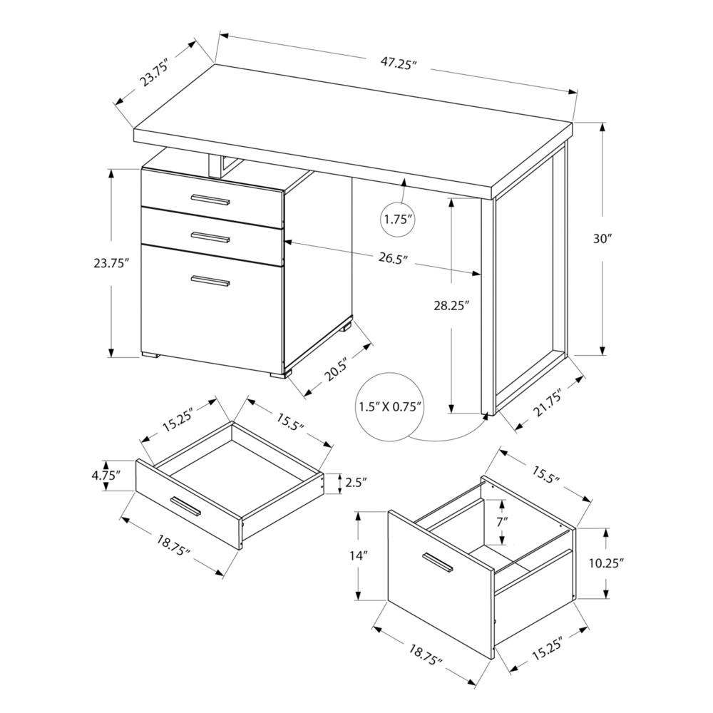 Computer Desk, Home Office, Laptop, Left, Right Set-up, Storage Drawers, 48L. Picture 11