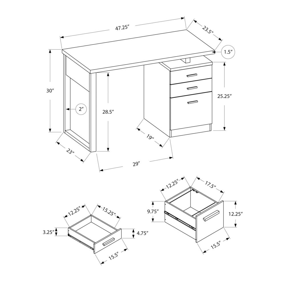 Computer Desk, Home Office, Laptop, Left, Right Set-up, Storage Drawers, 48L. Picture 10