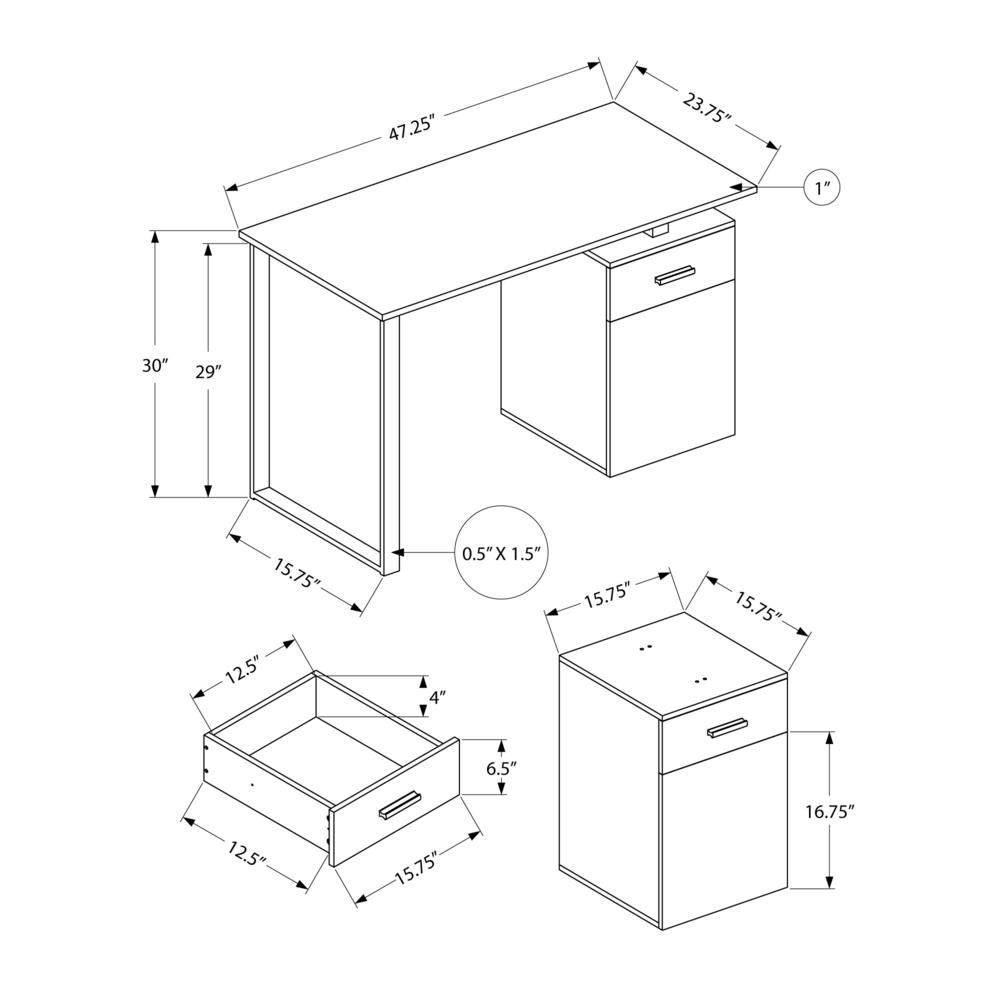 Computer Desk, Home Office, Laptop, Left, Right Set-up, Storage Drawers, 48L. Picture 4