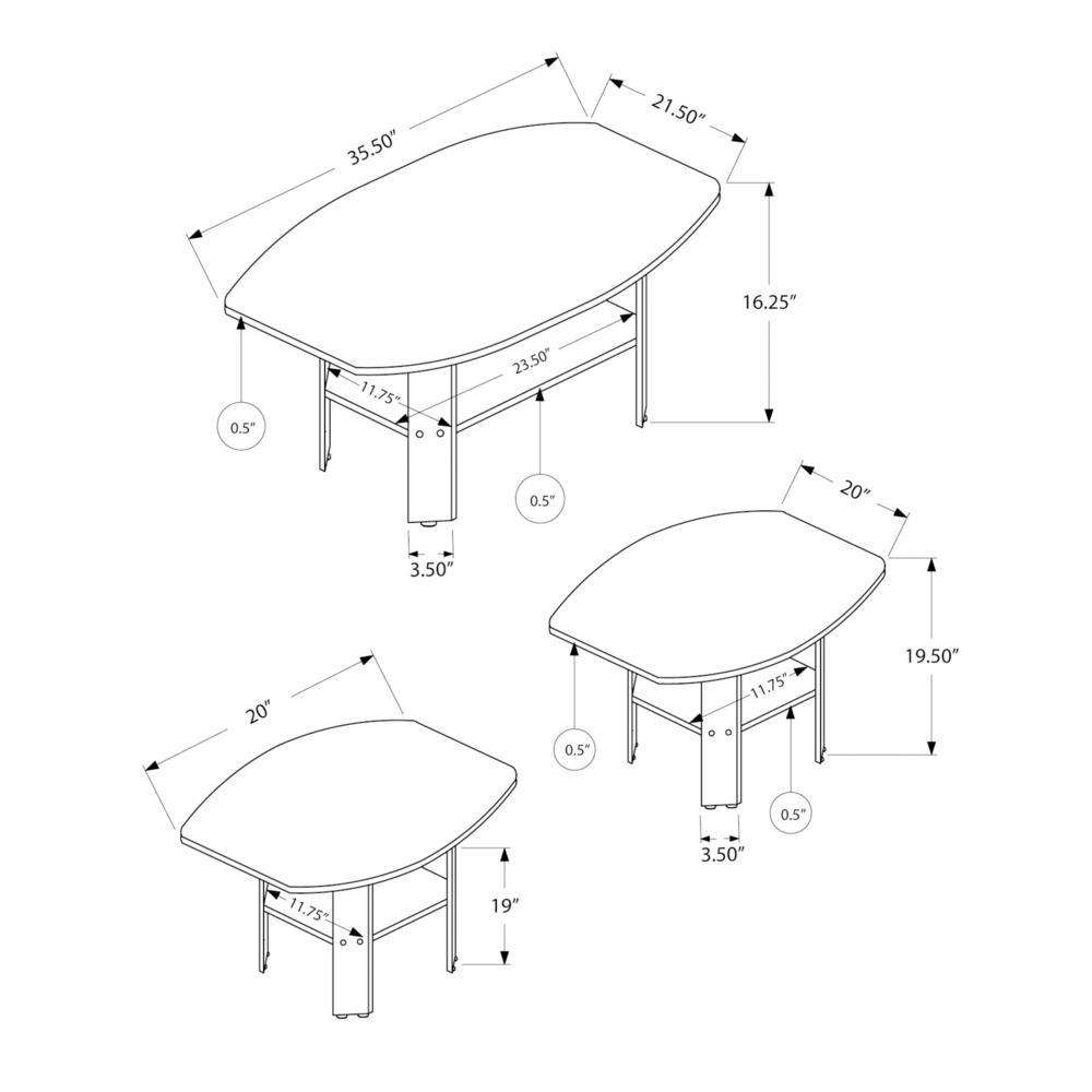 Table Set, 3pcs Set, Coffee, End, Side, Accent, Living Room. Picture 4