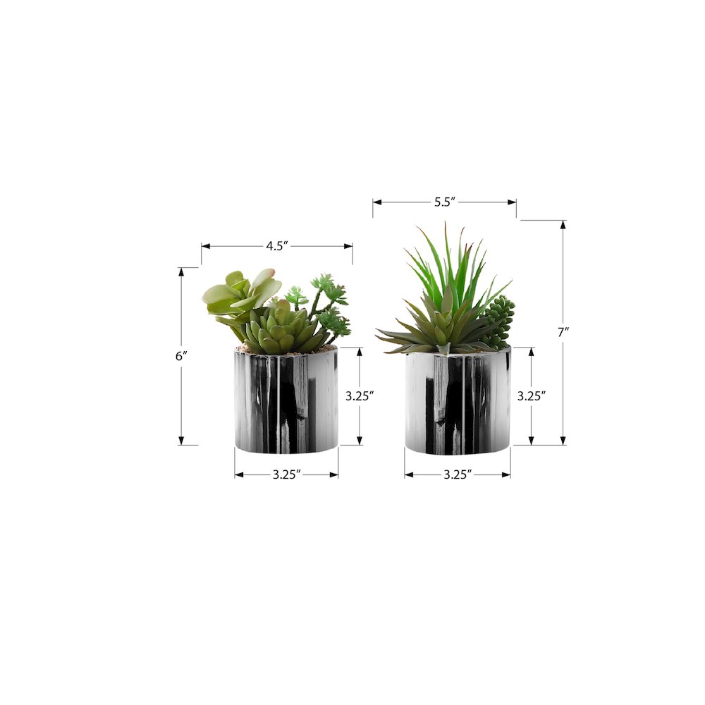 Artificial Plant, 7" Tall, Succulent, Indoor, Faux, Table, Greenery, Set Of 2. Picture 3
