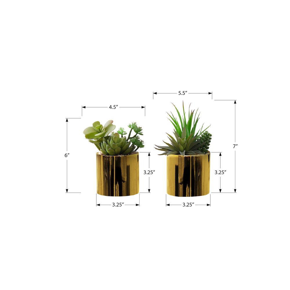 Artificial Plant, 7" Tall, Succulent, Indoor, Faux, Table, Greenery, Set Of 2. Picture 3