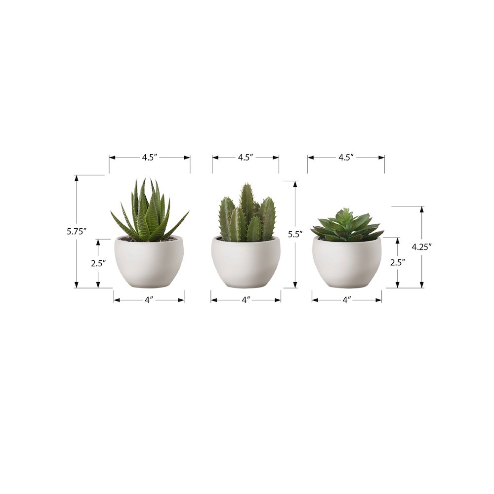 Artificial Plant, 6" Tall, Succulent, Indoor, Faux, Table, Greenery, Set Of 3. Picture 3