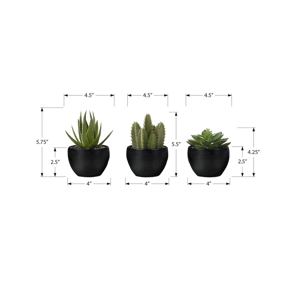 Artificial Plant, 6" Tall, Succulent, Indoor, Faux, Table, Greenery, Set Of 3. Picture 3