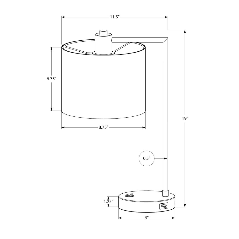 Lighting, 19H, Table Lamp, Usb Port Included, Black. Picture 6