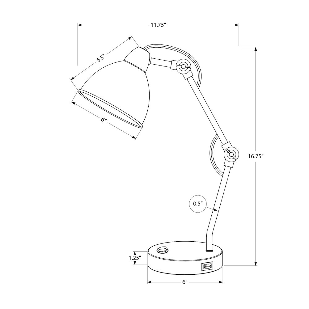 Lighting, 17H, Table Lamp, Usb Port Included, Nickel. Picture 6
