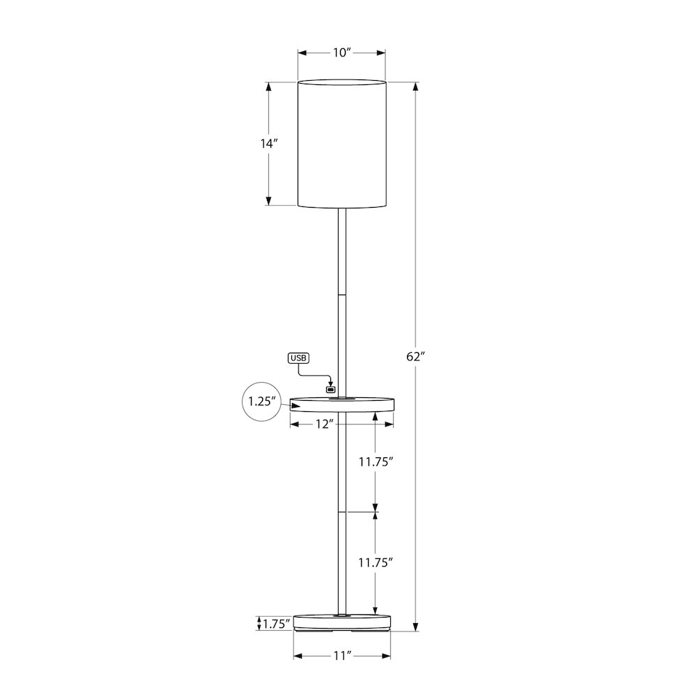 62"H, Floor Lamp, Black Metal, White Marble, Contemporary, Modern. Picture 3