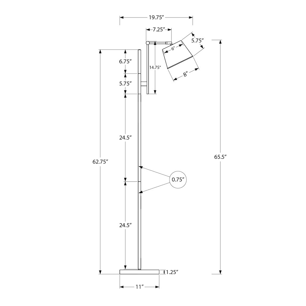 Lighting, 65"H, Floor Lamp, Black Metal, Nickel Shade, Contemporary. Picture 3