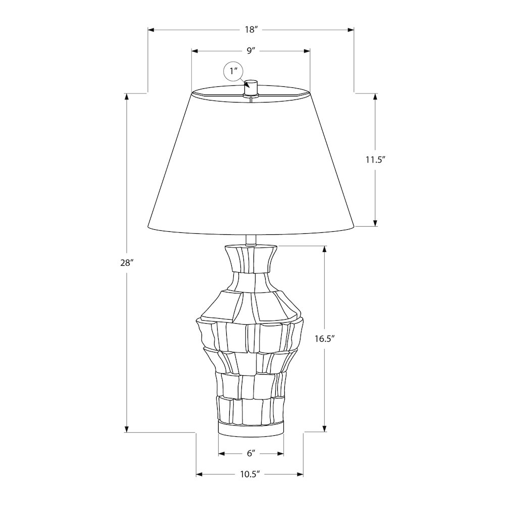 28"H, Table Lamp, Black Resin, Ivory / Cream Shade, Contemporary, Modern. Picture 3