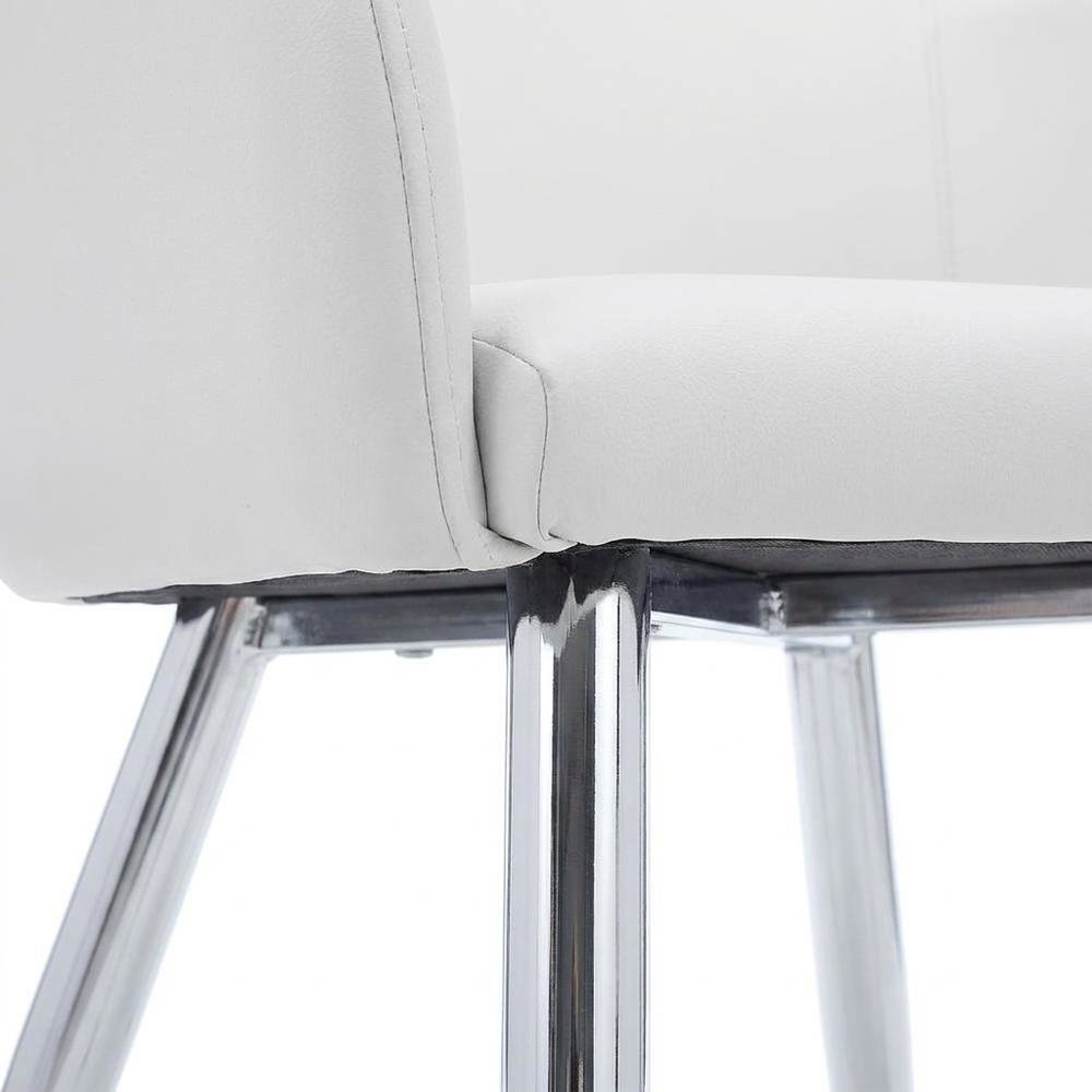 Leather-Look Upholstered Dining Chairs with Metal Legs, White, Set of 2. Picture 8