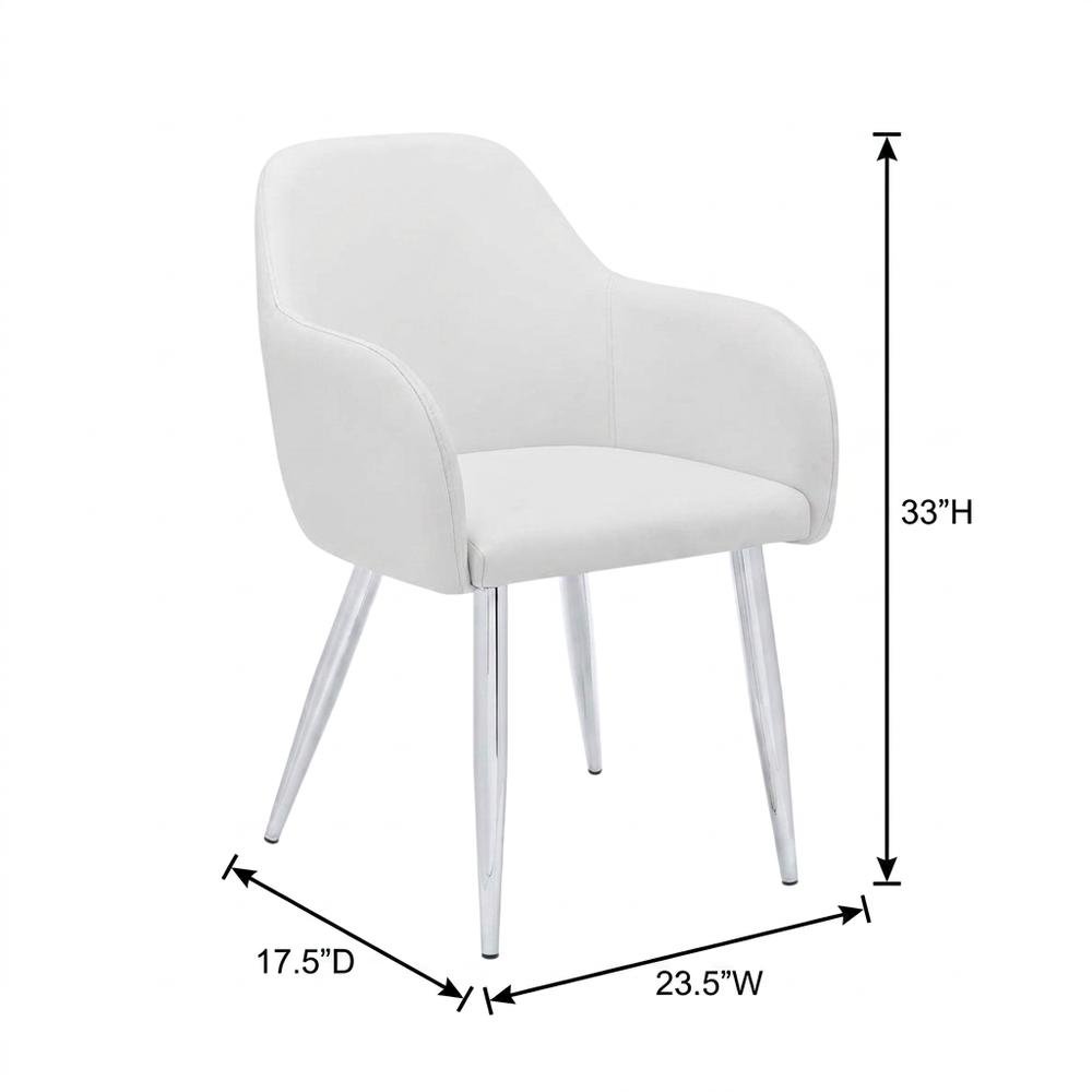 Leather-Look Upholstered Dining Chairs with Metal Legs, White, Set of 2. Picture 6