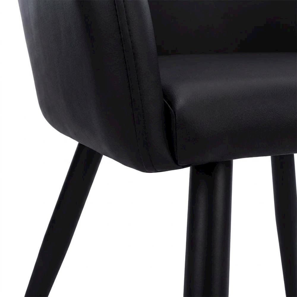 Leather-Look Upholstered Dining Chairs with Metal Legs, Black,Black, Set of 2. Picture 8