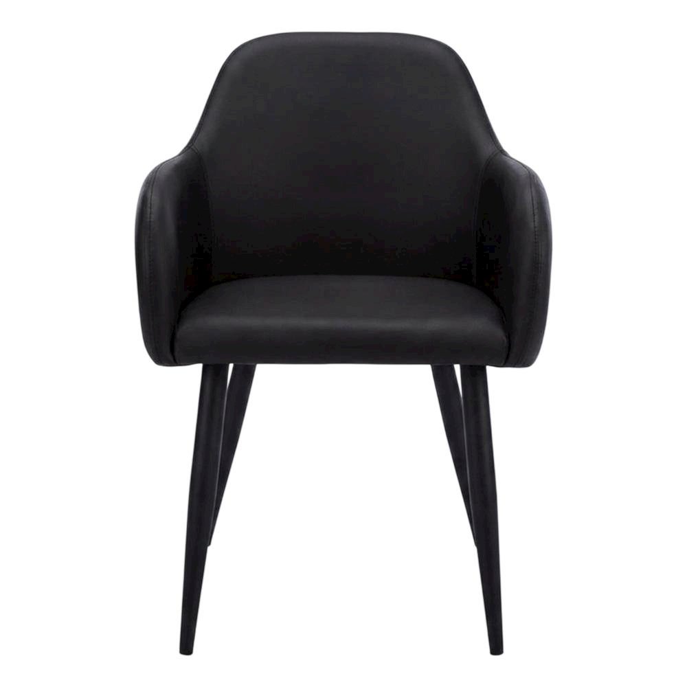 Leather-Look Upholstered Dining Chairs with Metal Legs, Black,Black, Set of 2. Picture 2
