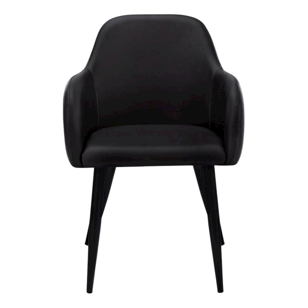 Leather-Look Upholstered Dining Chairs with Metal Legs, Black,Black, Set of 2. Picture 5