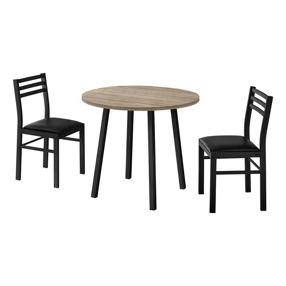 Dining Table Set, 3pcs Set, Small, 35 Drop Leaf, Kitchen, Black Metal. Picture 2