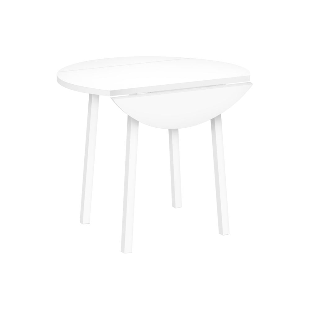 Dining Table Set, 3pcs Set, Small, 35 Drop Leaf, Kitchen, White Metal. Picture 2