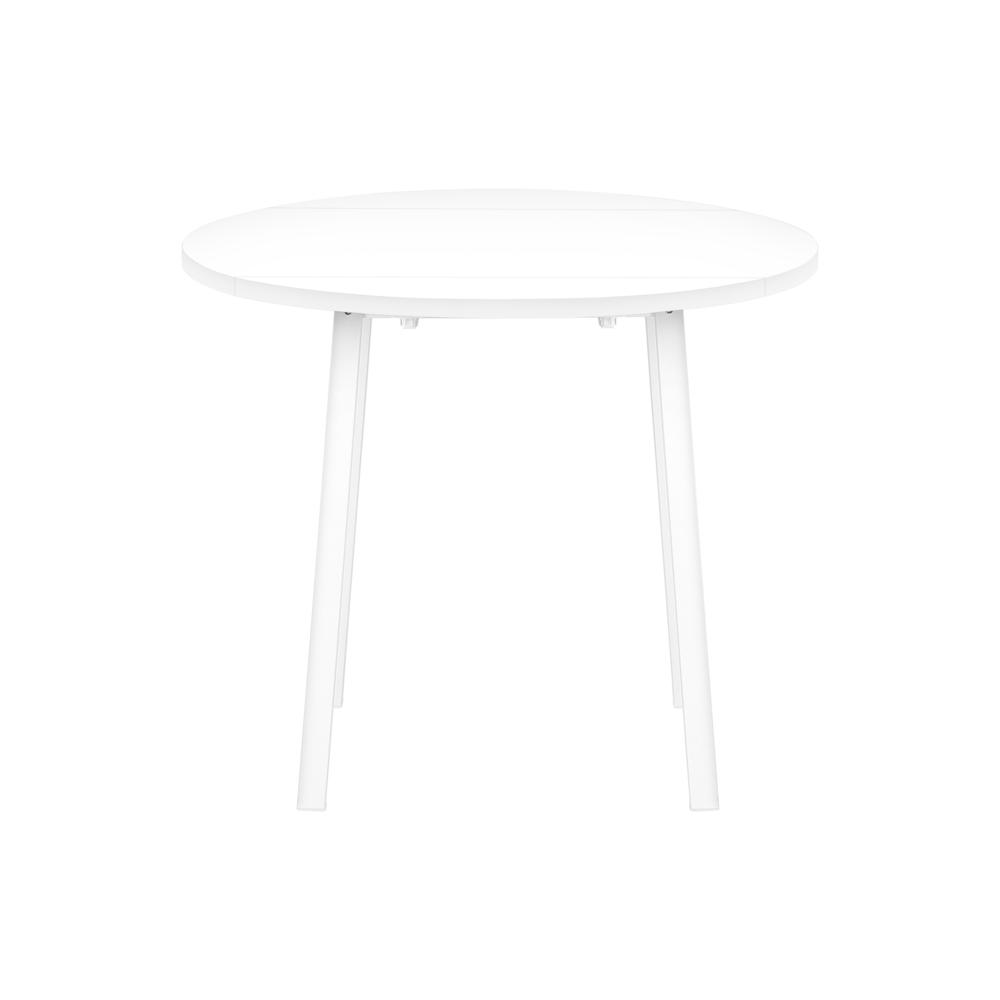 Dining Table Set, 3pcs Set, Small, 35 Drop Leaf, Kitchen, White Metal. Picture 3