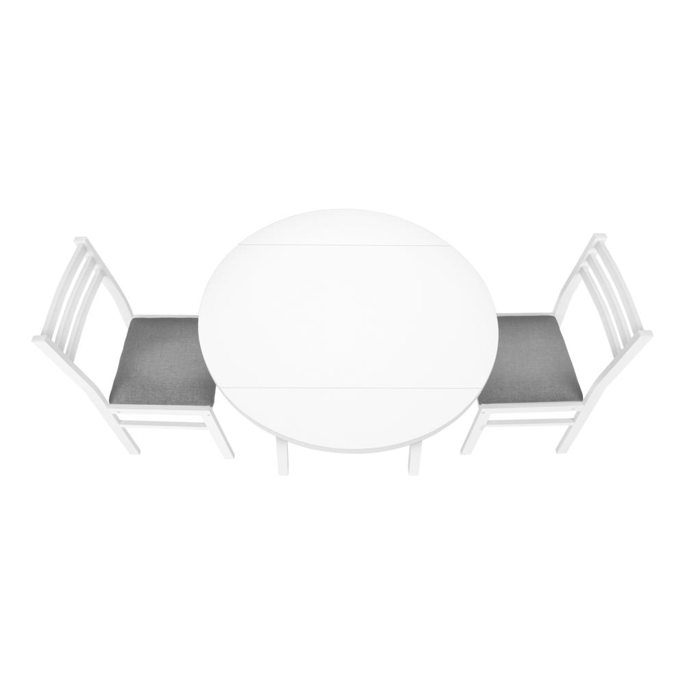 Dining Table Set, 3pcs Set, Small, 35 Drop Leaf, Kitchen, White Metal. Picture 6