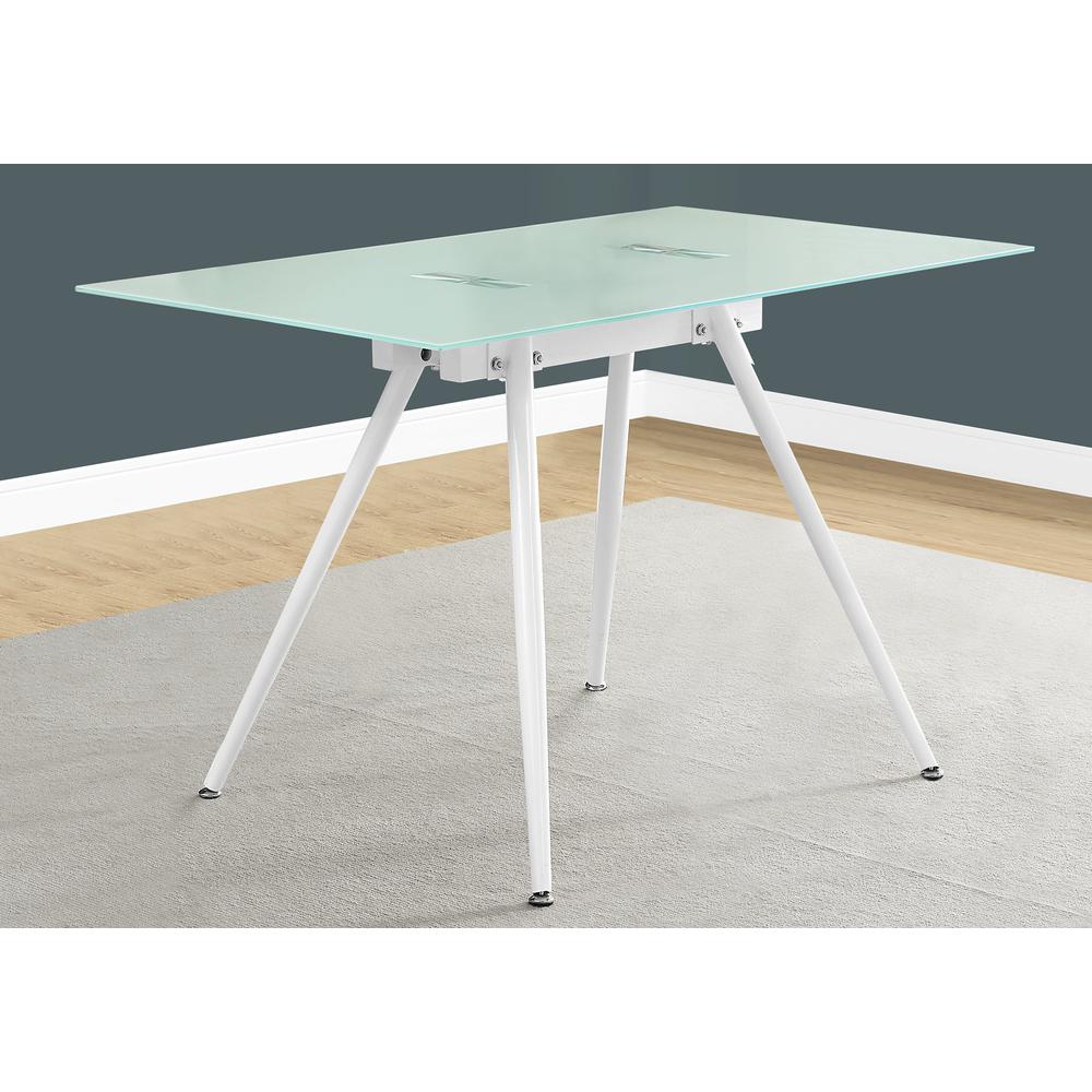 Computer Desk, Home Office, Laptop, 48L, Work, White Metal, Tempered Glass. Picture 3
