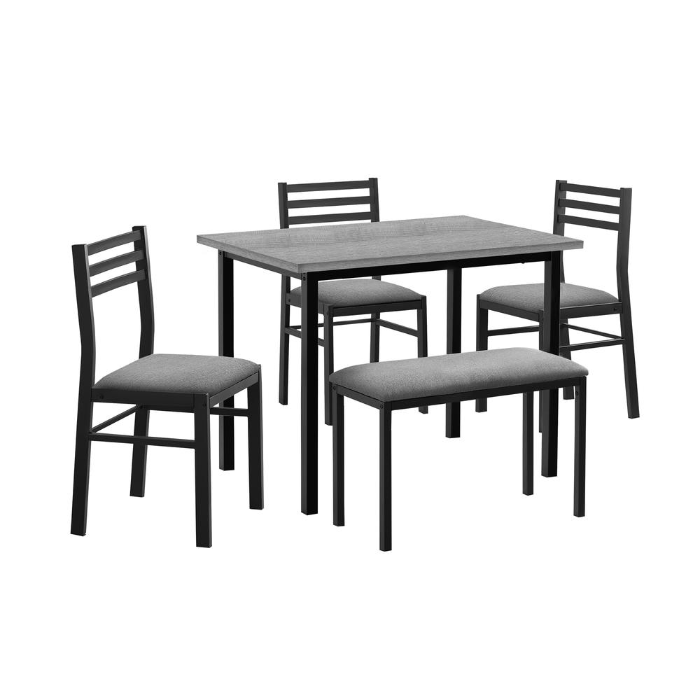 Dining Set, 5pcs Set, 40 Rectangular, Kitchen, Small, Black Metal. Picture 1