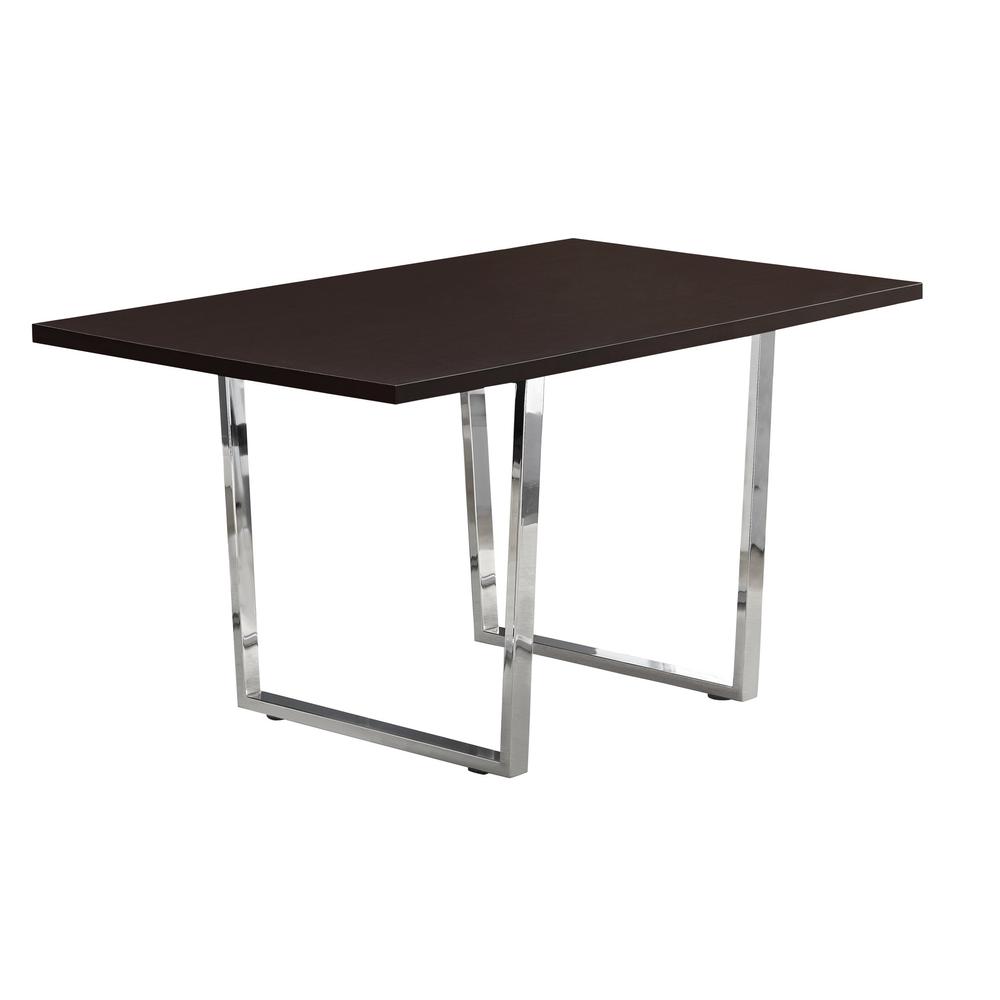 Dining Table, 60 Rectangular, Kitchen, Dining Room, Brown Laminate, Chrome. Picture 1