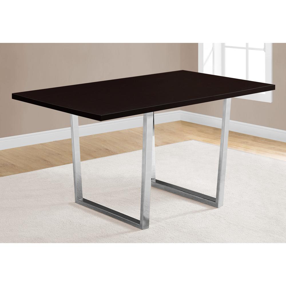 Dining Table, 60 Rectangular, Kitchen, Dining Room, Brown Laminate, Chrome. Picture 3