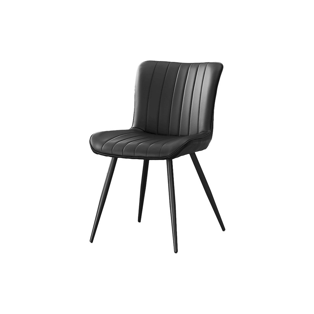 Dining Chair, 33 Height, Upholstered, Side, Set Of 2, Black Leather Look. Picture 1