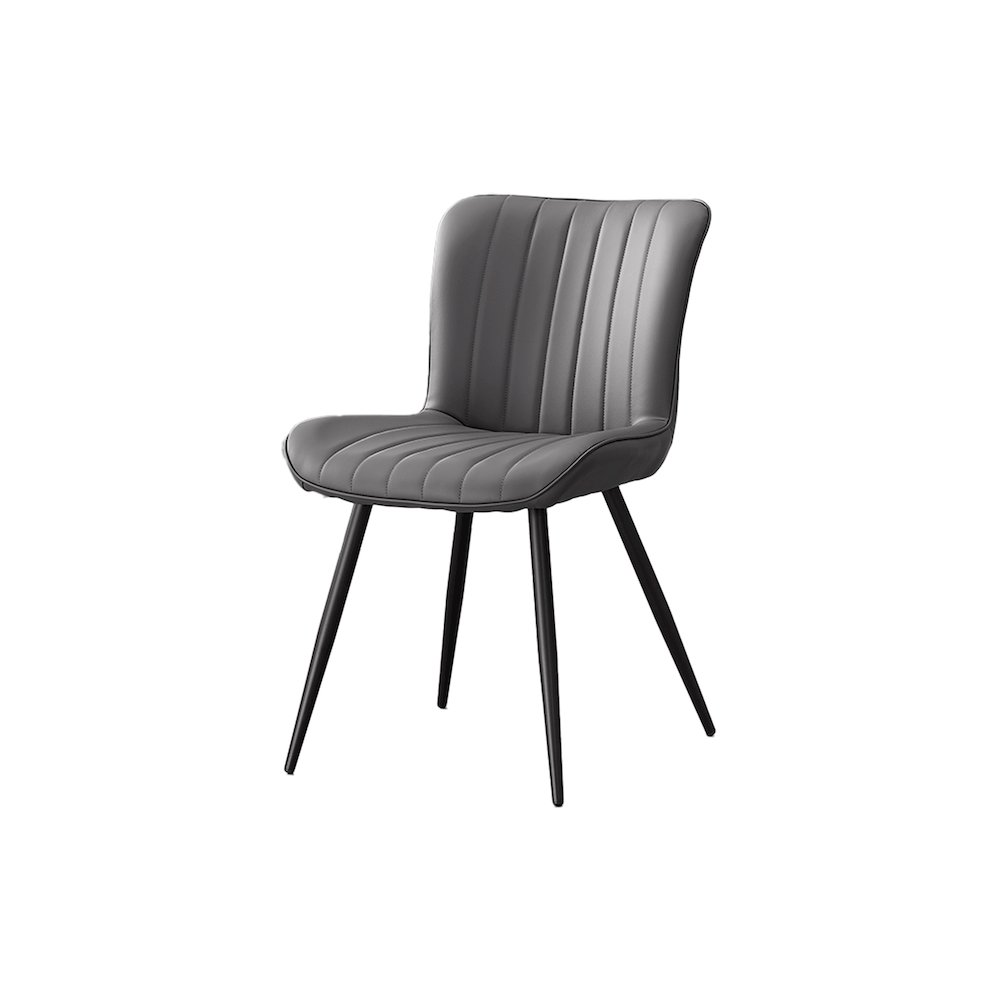 Dining Chair, 33 Height, Upholstered, Side, Set Of 2, Grey Leather Look. Picture 1
